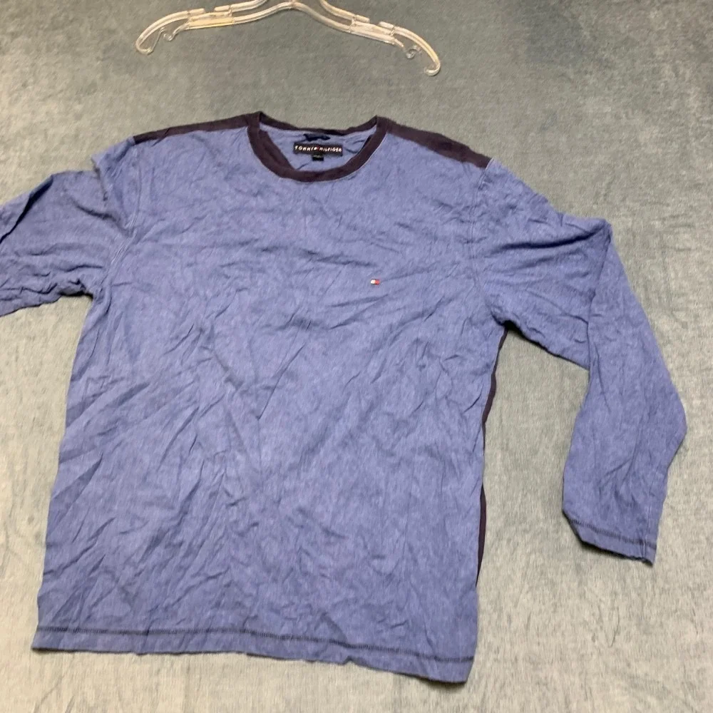 Tommy Hilfiger Shirt Mens Large Heather Blue Crew Neck Long Sleeve Regular Fit